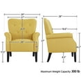 thumbnail image 2 of Yaheetech Modern Upholstered Accent Chair with Wooden Leg for Living Room, Yellow, 2 of 11