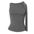 thumbnail image 4 of DuoJiaJ Women's Ruched Off One Shoulder Tops Asymmetrical Tie Shoulder Tank Top Sleeveless Shirts for Women, 4 of 4