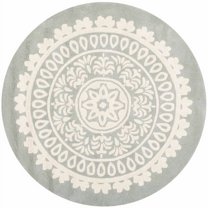 SAFAVIEH Bella Parker Geometric Wool Area Rug, Grey/Ivory, 7' x 7' Square