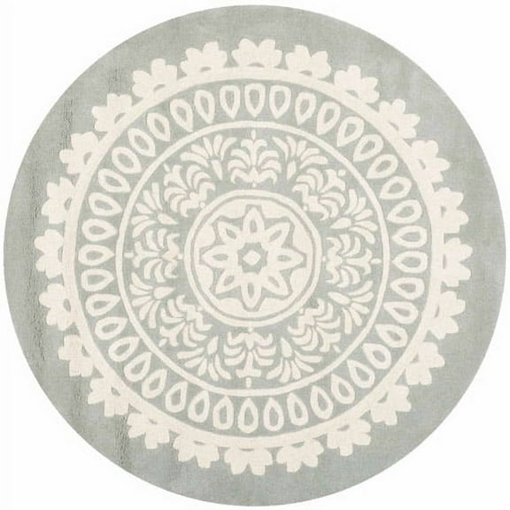 SAFAVIEH Bella Parker Geometric Wool Area Rug, Grey/Ivory, 7' x 7' Square