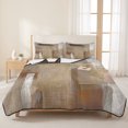 thumbnail image 3 of Twin XL Quilt Set 68''x98'', Brown Lightweight Bedspread Coverlet Set with 2 Pillow Shams, Abstract Paint Texture Retro Smudge Graffiti Art Breathable All Season Quilt Bedding for Dorm/Guest Room, 3 of 9