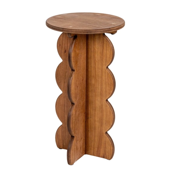 Creative Co-Op Scalloped Edge Accent Table in Walnut Finish