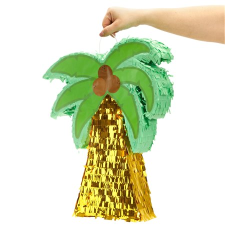 Tropical Palm Tree Pinata for Hawaiian Luau, Summer Birthday Party Decorations (Small, 12.6 x 3.0 x 16.9 In)