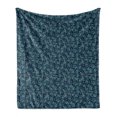 thumbnail image 1 of Nature Soft Flannel Fleece Throw Blanket, Hand Drawn Style Ginkgo Biloba Leaves and Dots on Dark Blue, Cozy Plush for Indoor and Outdoor Use, 50" x 70", Mint Green Dried Rose, by Ambesonne, 1 of 6