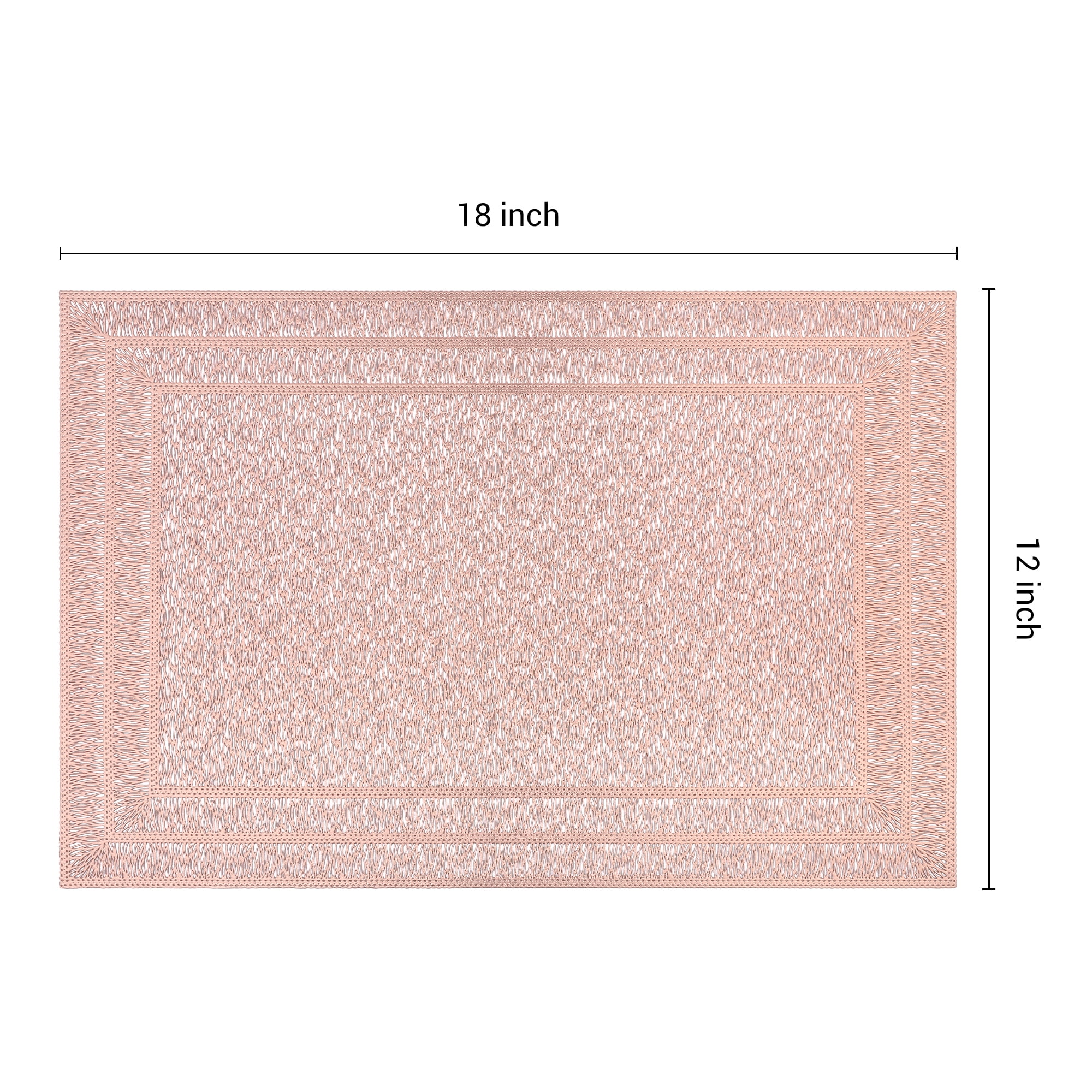 Unique Bargains Washable Placemats Set of 6 Trimmed Placemats for Dining Table Rose Gold