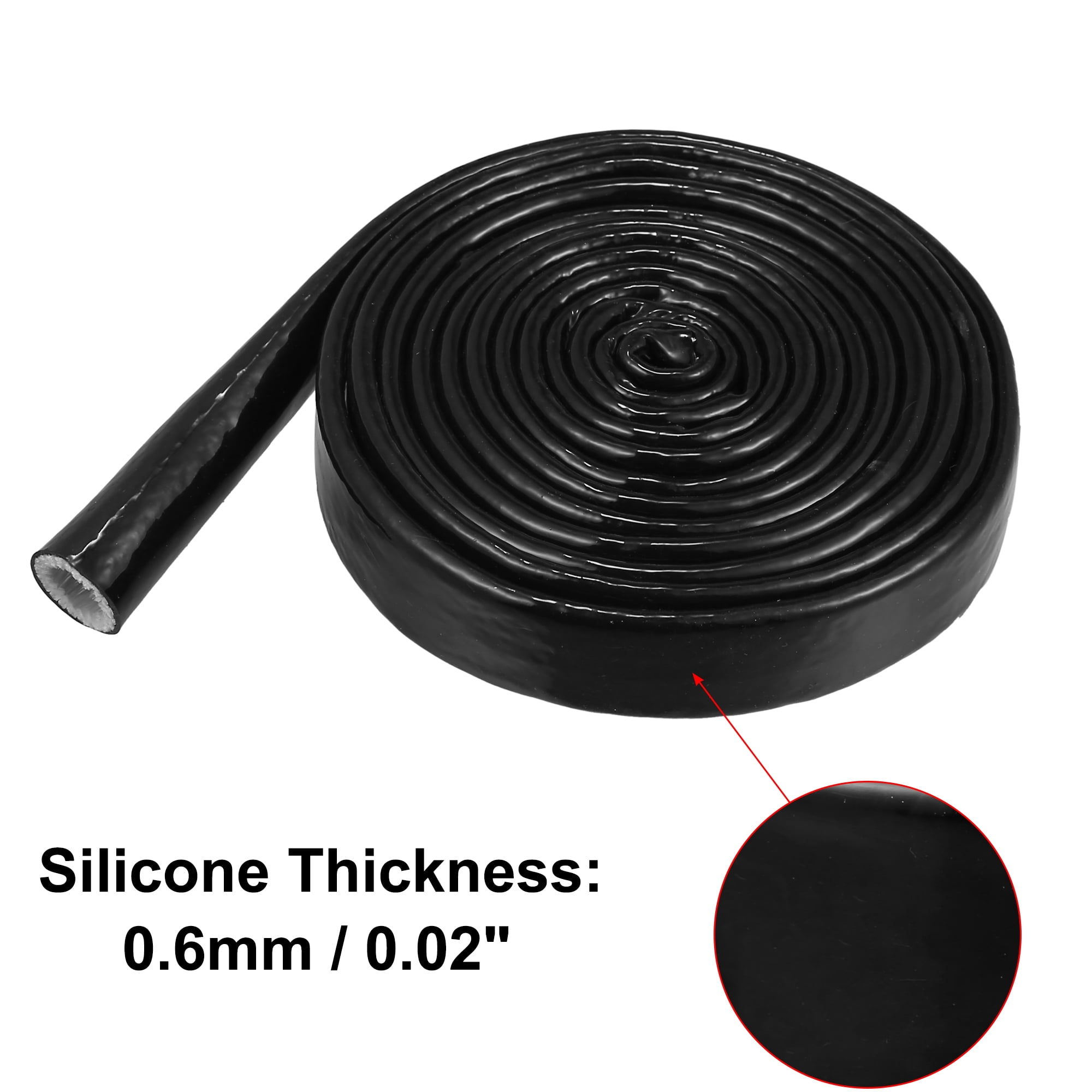 5/8" IDx10FT Heat Shielded Fire Sleeve Silicone Coated Fiberglass Tape for Automotive Hose Lines Wires Electrical Wiring