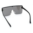 thumbnail image 6 of Minimal Oversized Half Rim Shield Flat Top Plastic Mafia Mogul Sunglasses Black - Silver Mirror, 6 of 6