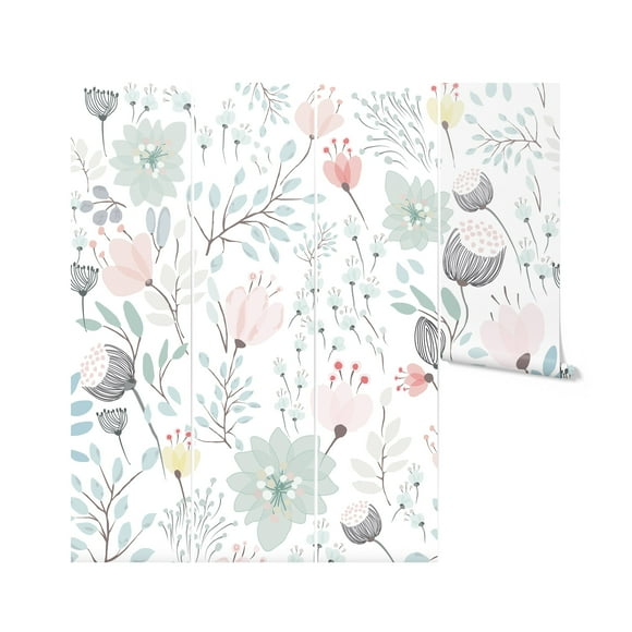 Kids Pastel Floral Mural Wallpaper