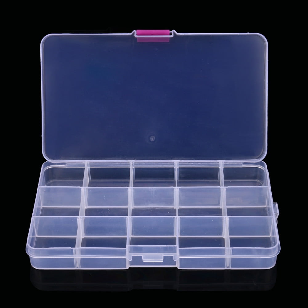 Plastic Adjustable 10/15/24 Slots Jewelry Storage Case Box Craft Organizer Beads 