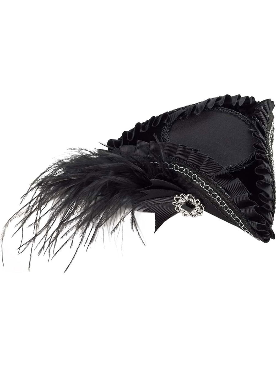 Mini Pirate Tricorn Hat With Feathers 