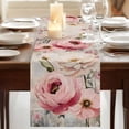 thumbnail image 3 of Pink White Spring Floral 72 Inch Table Runner, Vintage Flowers Watercolor Farmhouse Dresser Scarf Cotton & Linen Tablerunner for Dining/Kitchen Island/Holiday Party Décor 13" x 72", 3 of 9
