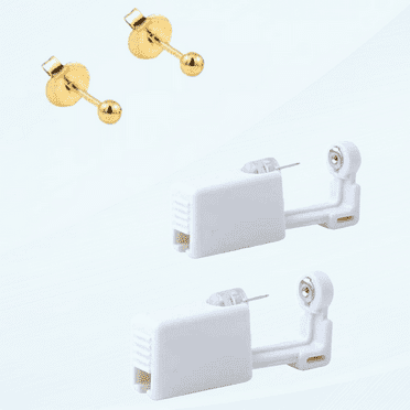 2 Pack Ear Piercing Gun Earring Disposable Ear Stud Gun Sterile No Pain Ear Piercing Gun (Gold)