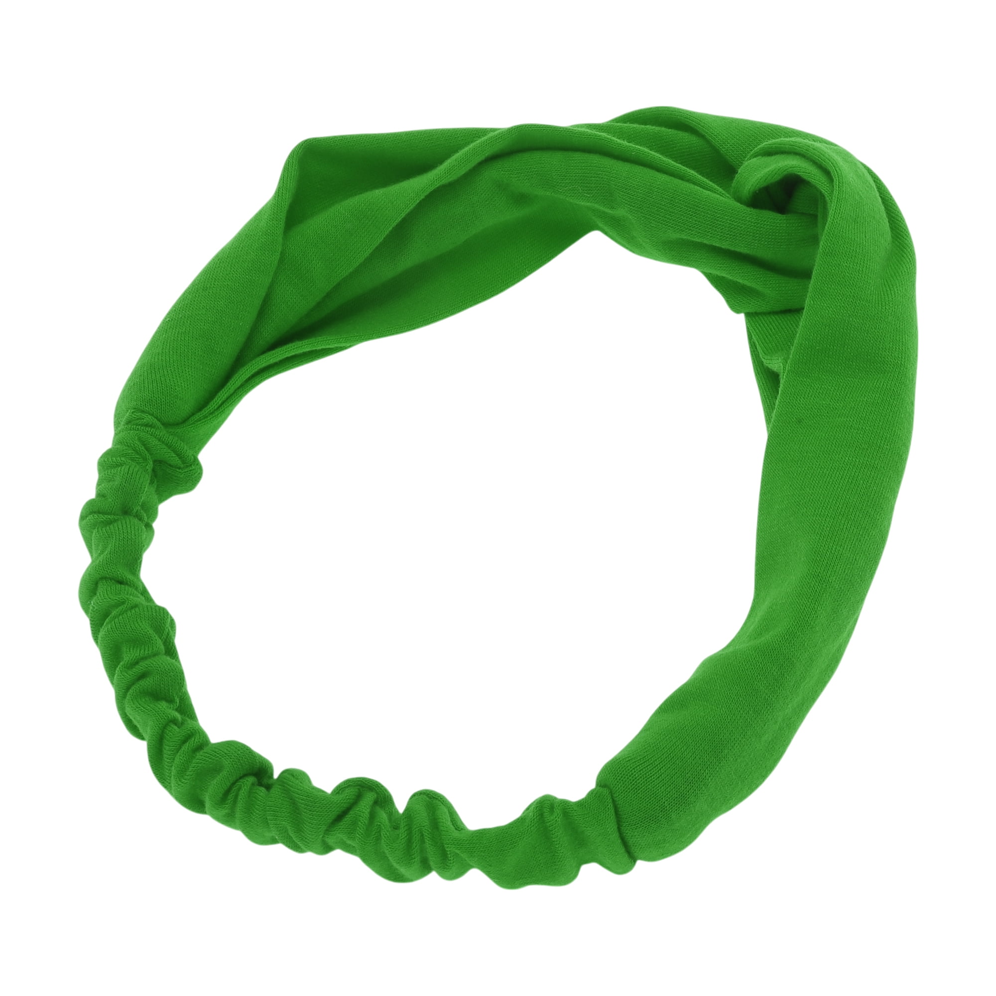 Unique Bargains Stylish Simple Solid Elastic Cross Headwrap Grass Green