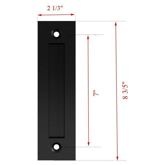 Flat Black Steel Barn Door Handle Set for 1-3/4" Thick Doors, 8-3/5" Flush Sliding Door Pull with Mounting Hardware