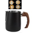 thumbnail image 2 of Mjölkskumningskopp med inre skala, 304 rostfritt stål droppfri pip kaffekanna med handtag, matt svart, 600 ml, 2 of 5