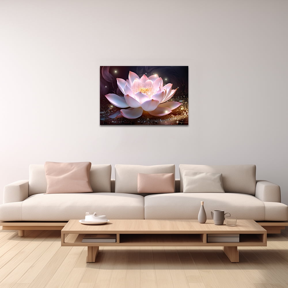 ZHONGYUTONG Zen Canvas Art Print Lotus Flower Picture Floral Bloom Paintings Yoga Decor (20"x30")