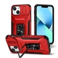thumbnail image 1 of For iPhone 12 Mini Slim Fit Shockproof Hybrid with Slide Camera Cover & Rotated Ring Kickstand, [Military-Grade] Phone Case For iPhone 12 Mini 5.4",Red,For iPhone 12 Mini, 1 of 8