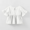 thumbnail image 4 of Frwgonr Girls Breathable T-shirts Ruffle Short Sleeve Summer Pleated Crewneck Casual Tops Tees Blouses 0-4 Years, White, 4 of 6