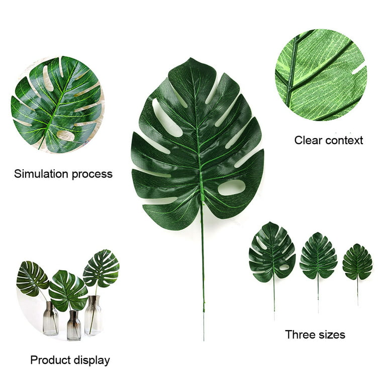 Farfi 2Pcs Artificial Tropical Monstera Leaves Wedding Party Home ...