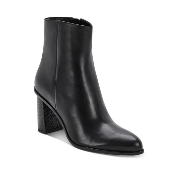 DOLCE VITA Womens Black Snake Embossed Heel Padded Goring Timone Pointed Toe Block Heel Zip-Up Leather Heeled Boots 6 M