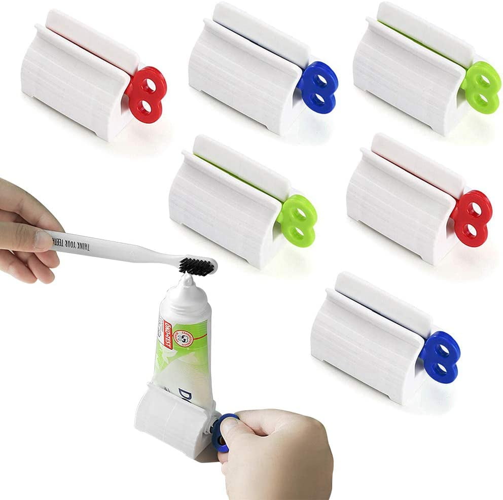 Toothpaste Tube Squeezer Dispenser Multifunctional Tube Holder Rotate Plastic Squeezer Rollers Tube Manual Extruder Clip Seat Bathroom Toothpaste Rack for Facial Cleanser Cosmetics Oily Extruder