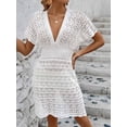 thumbnail image 2 of FEORJGP Women's Bikini Cover Ups Ladies Beach Mini Dress Short Sleeve Coverups Deep V Neck Swimwear Solid Color Swimsuit Cover Up  Elegant Casual Summer Clothes, 2 of 8