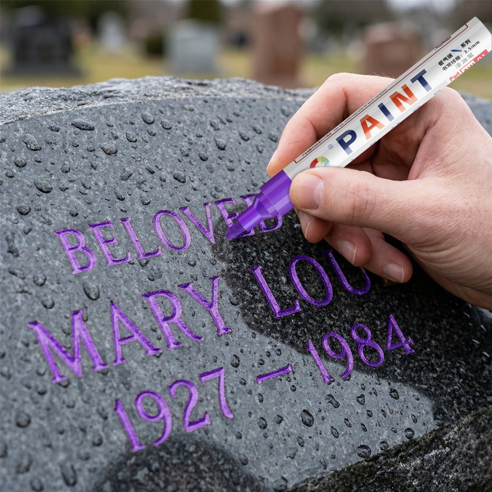 Restoration Paint Marker for Stone And Ceramic, Oil-Based Gold Paint Pen for Weather-Resistant Inscriptions, User-Friendly for Family Memorial Upkeep, 1 Pen