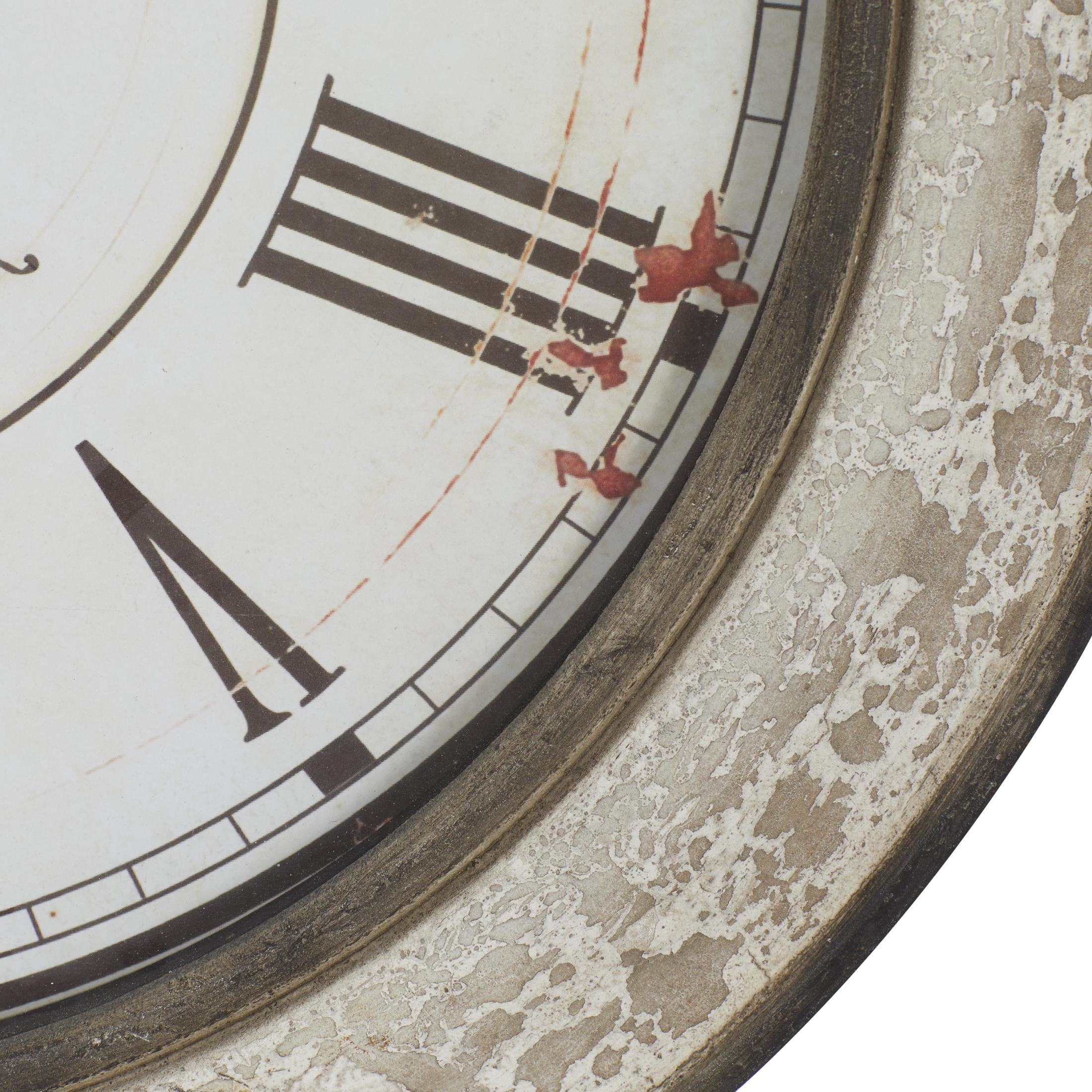 DecMode 24" Cream Wooden Fleur De Lis Distressed Wall Clock