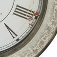 thumbnail image 5 of DecMode 24" Cream Wooden Fleur De Lis Distressed Wall Clock, 5 of 14