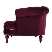 3 Piece La Rosa Chesterfield Tufted Velvet Sofa Set in Burgundy Red
