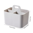 thumbnail image 3 of Gray Plastic Multi-Purpose Storage Box with Handle, Portable 4-Compartment Organizer for Pens, Cosmetics, Stationery, and Small Items, 3 of 6
