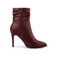 thumbnail image 3 of BLISSFUL STEP Women's relaxed Side Zip Stiletto Heel Ankle Boots Burgundy 9, 3 of 7