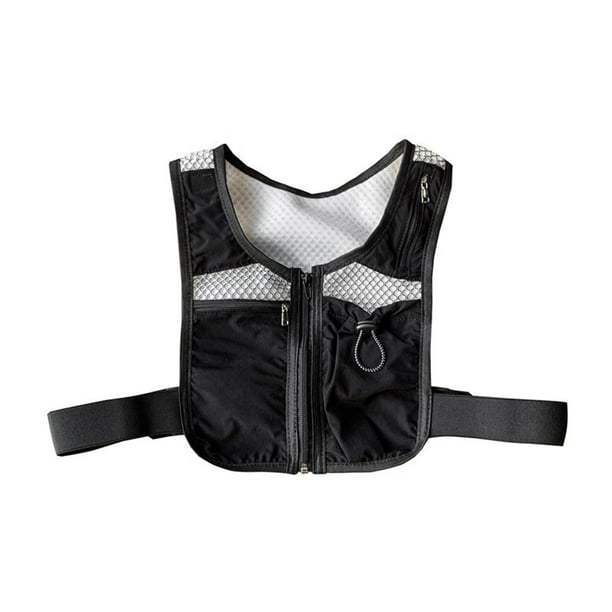 Chaleco para Correr, Bolsa de Pecho para Teléfono Móvil para Adultos, Chaleco de Alta Visibilidad con Bolsillos para Senderismo, Equitación Y Deportes Negro