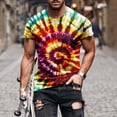 thumbnail image 3 of Rvwovn Men's Colorful Tie-Dye Crewneck T-Shirt, Loose Fit Outdoor Daily Tee with Multi Colors, 3 of 5
