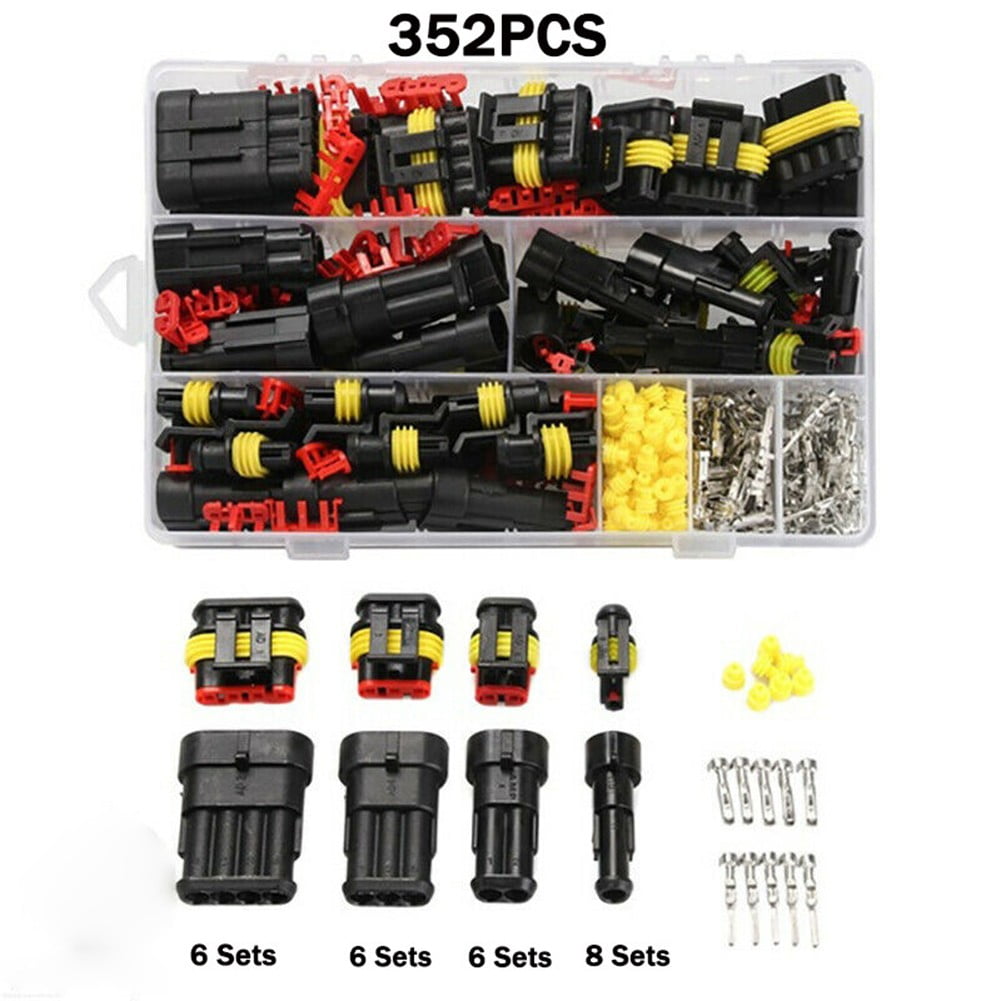 ZZlann 352Pcs 12V Waterproof Electrical Wire Connector Terminal Kit 1/2/3/4 Pin Car Accessories