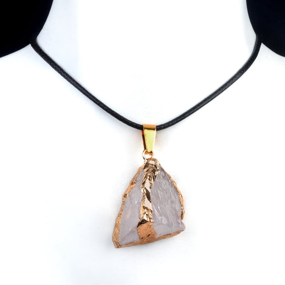 Zhuge Natural Clear quartz Pendant Necklace, Irregular Raw Crystal Stone Adjustable Rope Clavicle Chain Healing Reiki Jewelry Gift