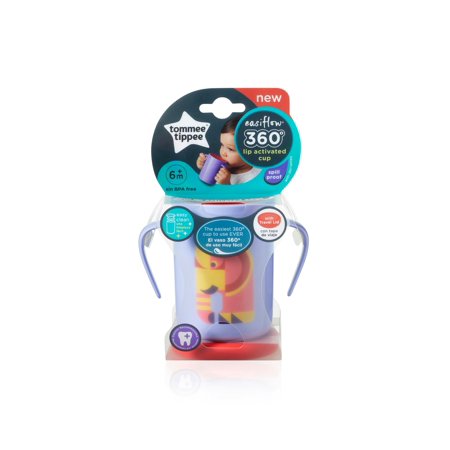 Tommee Tippee Easiflow 360° Spill-Proof Trainer Cup with Travel Lid, Elephant – 6+ months, 1pk