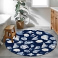 thumbnail image 4 of Summer Ocean Round Living Room Rugs 3.3 ft, Watercolor Blue Shell Conch Nautilus Washable Area Rug with Non-Slip Sturdy Edge Binding Round Front Door Mat Floor Carpet for Entryway, 4 of 9