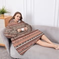 thumbnail image 5 of Oversized Wearable Blanket Hoodie,Boho Red Striped Ethnic Pattern Sherpa Blanket Hoodie with Super Pockets,Super Warm Fuzzy Pullover for Women & Men, 5 of 6