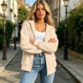 thumbnail image 6 of Women's Oversized Zip Up Hoodie Sweatshirt Casual Long Sleeve Loose Fit Pullover Streetwear Cozy Fleece Outwear Plus Size Drop Shoulder Kangaroo Pocket Winter Fall, 6 of 8