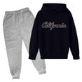 thumbnail image 2 of Toddler Boy Casual Clothing Set Autumn and Winter Letter Printed Long Sleeve Hoodie Sweatshirt and Pants Cute Sets Size 4-5T ,Purple, 2 of 3