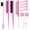 pink, variant on 12Pcs Hair Styling Comb Set, Includes Row Salon Teasing Brushes, Double Sided Hair Edge Brush, Rat Tail Combs, Duckbill Clips for Women, Hair Loop