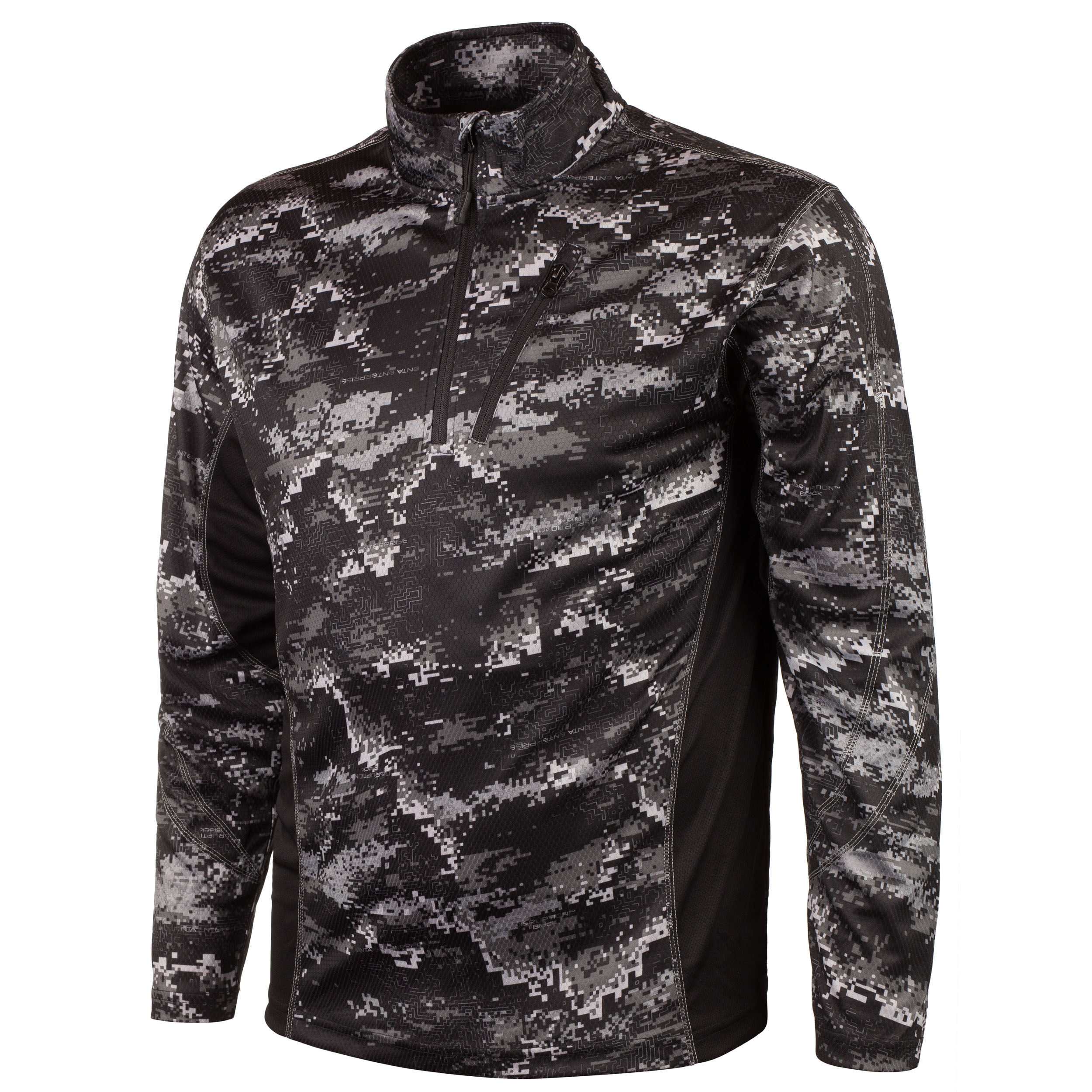 Huntworth Men's Disruption Black Camo Quarter Zip Shirt Large
