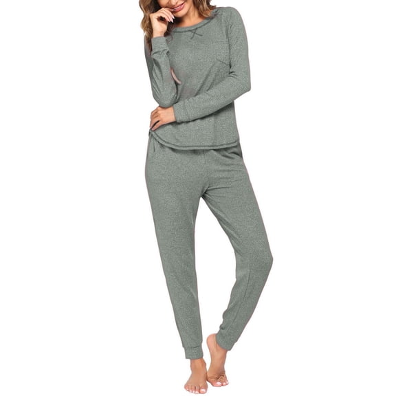 Ekouaer Womens Pajamas Set Long Sleeve Loungewear Soft Lounge Set Joggers with Pockets