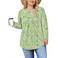 thumbnail image 4 of Fantaslook Plus Size Womens Blouses Long Sleeve Floral Tunic Tops Henley Neck Flowy Fall Shirts, 4 of 8