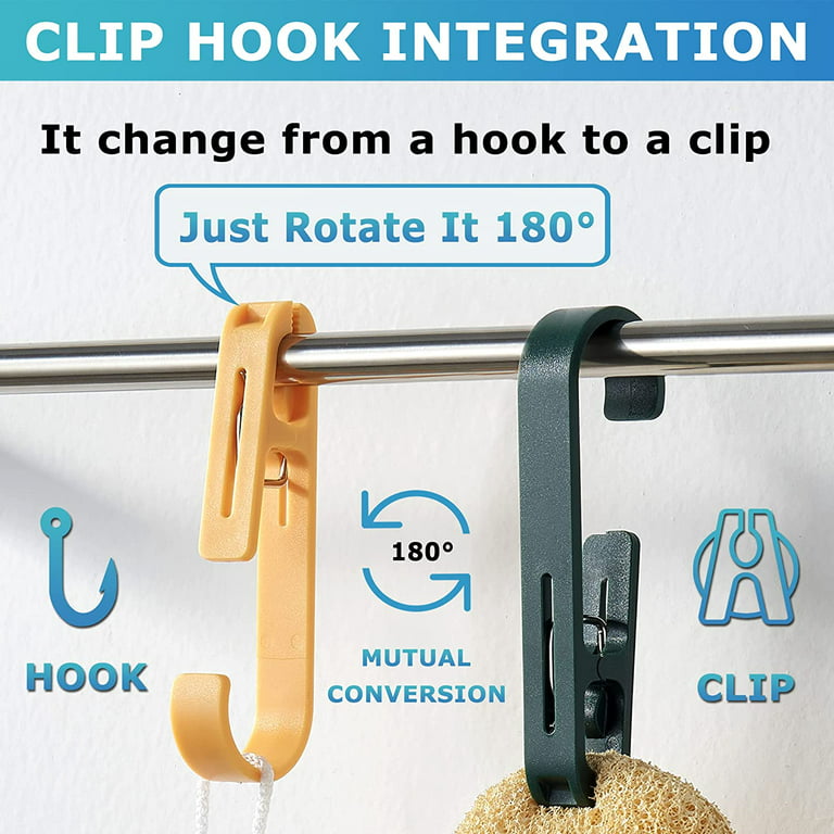 Curtain Hooks with Clips, ABS Clothes Pins for Hanging Clothes
