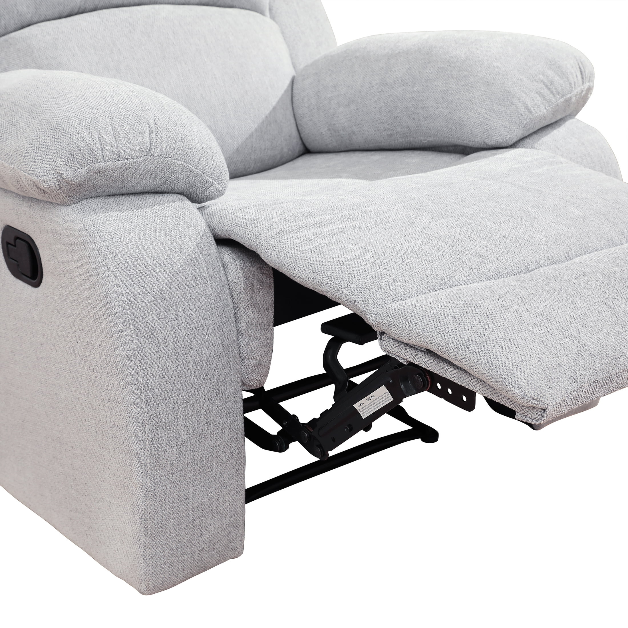 AUKFA 3 Seats Recliner Sofa Chair, Home Theater Sofa with Flipped Backrest and Cupholder, Gray