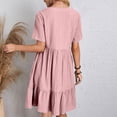 thumbnail image 6 of Womens Summer Dress Short Sleeve V Neck Midi Dresses Fashion Casual Fit Flowy Tiered Boho Beach Vacation Sundress, 6 of 8
