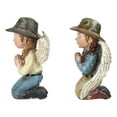 thumbnail image 2 of Set of 2 Rustic Western Cowgirl And Cowboy Angel With Hats Praying Figurines, 2 of 8