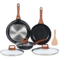 thumbnail image 1 of ESLITE LIFE - Juego de sartenes antiadherentes de cerámica con tapa, no tóxicas, para tortillas de huevo, compatibles con todo tipo de cocinas (gas, eléctricas e inducción), sin PTFE ni PFOA (negras), 1 of 5